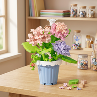 Ensemble de blocs de construction en forme de plante en pot de carnations, 365 pièces, modèle de fleur en plastique, décoration de bureau DIY, cadeau