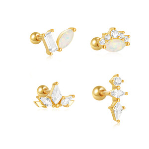 Pendientes de Plata 925 de Lujo con Ópalo y Circonita, Estilo Moderno para Mujer, Diseño de Moda para Bodas y Regalos - Product Image 1