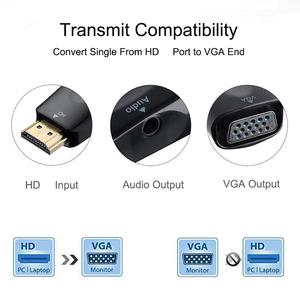 Bộ Chuyển Đổi HD Sang VGA Bộ Chia Đầu Đực Sang Đầu Cái Bộ Chuyển Đổi Cáp Ux Audio Jack 3.5 Bộ Chuyển Đổi Cáp PS4 TV Box Cổng ADisplay Máy Chiếu PC - Product Image 3