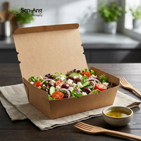 Contenedor de Papel Kraft Biodegradable y Ecológico SenAng para Preparación de Comidas, Caja para Llevar Comida a Granel, Resistente a la Grasa y a Fugas, Suministros para Restaurantes