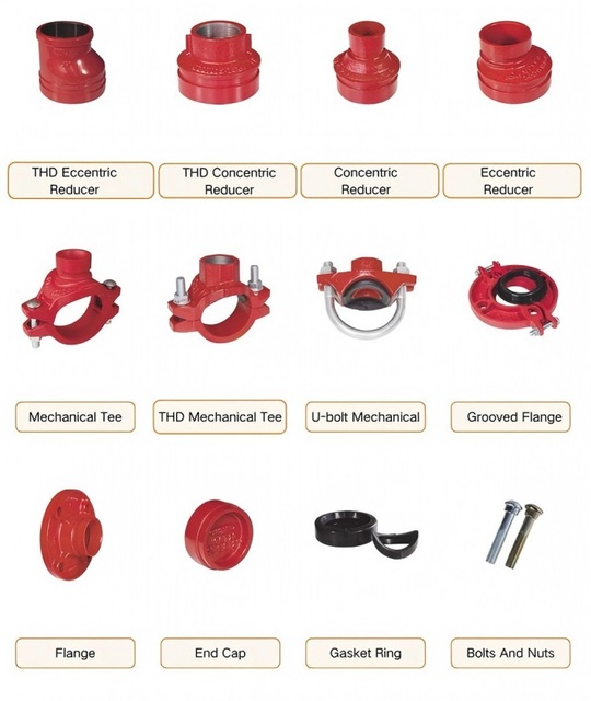 Fire Protection Grooved Pipe Fittings, Used for Pipeline Assembly in Fire Fighting Systems, FM UL Certified