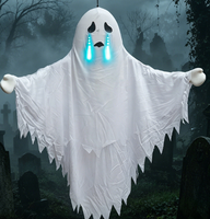 Nouveau Pendentif Fantôme Blanc Lumineux pour Halloween, Décoratif Suspendu, Activé par le Son et Détection de Mouvement, pour Intérieur et Extérieur