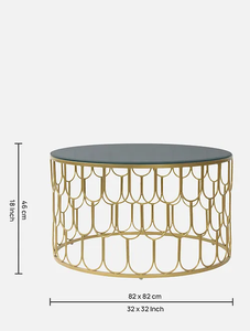 Table basse moderne et élégante en fer doré avec cadre et dessus en verre pour salon ou restaurant Table en verre dernier cri - Product Image 5