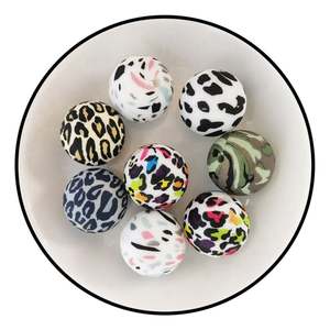 10% de réduction de qualité alimentaire 15mm collier de dentition pour bébé perles de silicone imprimées léopard personnalisées pour la fabrication de bijoux à bricoler soi-même - Product Image 1