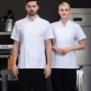 Abrigo de Chef transpirable de manga corta personalizado, uniforme de Chef, chaqueta de Chef de cocina de panadería, uniformes de restaurante para hombres y mujeres - Product Image 3