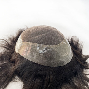 Nouvelle perruque pour homme AUS, en dentelle, ondulée naturelle, système capillaire de qualité supérieure, nouée à la main, cheveux humains indiens coupés # 1B - Product Image 4