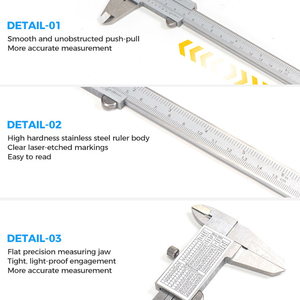 Calibrador <span class=keywords><strong>Vernier</strong></span> Analógico de Bloque Abierto de 150x0.05mm <span class=keywords><strong>para</strong></span> Mediciones de Diámetro Exterior, Interior, Profundidad y Escalonamiento - Product Image 4