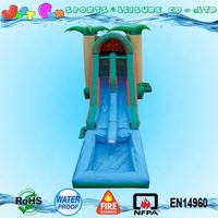 Structure gonflable Justfun JFIC-282 avec toboggan double piste humide/sèche, piscine amovible et installation facile
