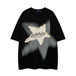 Cheap Fancy <strong>Star</strong> Appliques Embroidery Cotton <strong>Tshirts</strong> for Men Oversize - Product Image 3
