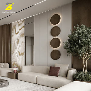 Applique murale LED ronde en bois - Décoration minimaliste pour salon et chambre - Product Image 6