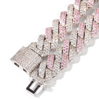 Nouveauté Mode Trendy Bleu 13mm Miami Cubain Lien Chaîne Glacé CZ Choker Bracelet Hip Hop Rappeur Bijoux