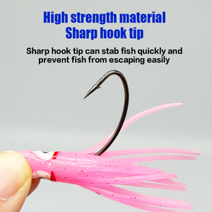 Esca da <span class=keywords><strong>Pesca</strong></span> in PVC a Forma di Polpo, Gonne in Silicone Luminose per Calamari con Ganci per la <span class=keywords><strong>Pesca</strong></span> in Mare - Product Image 5