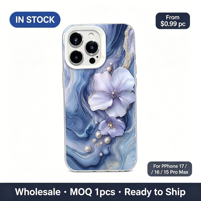 Luxury Purple Flower Gold Marble Pearl Clear TPU Case, Dreamy Aesthetic Phone Cover for iPhone 17 16 15 14 13 Pro Max