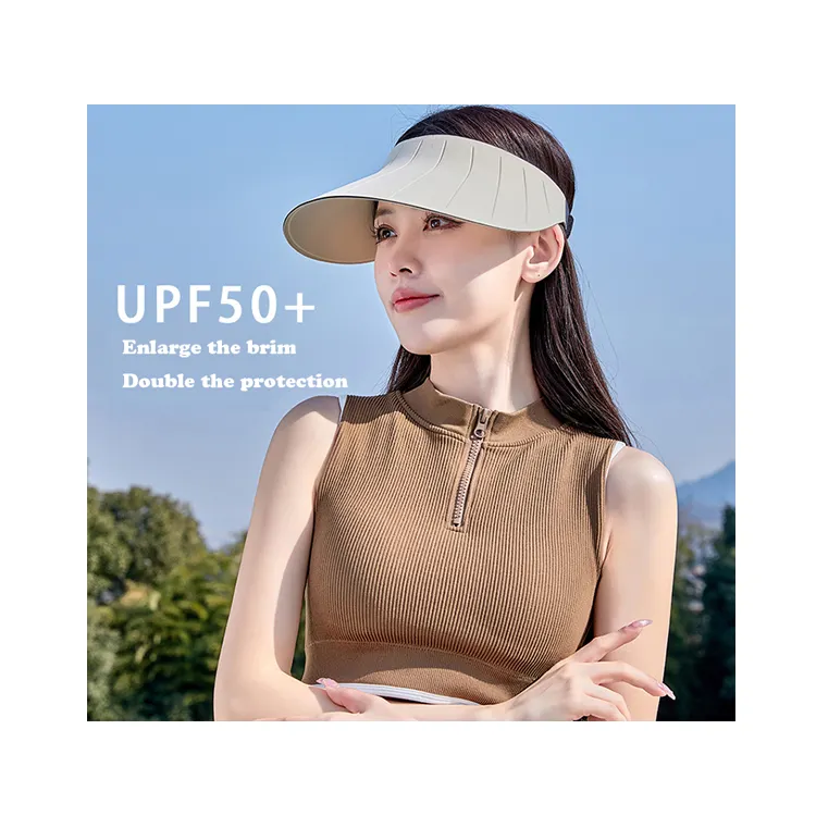 Topi wanita musim panas tabir surya olahraga berlari, topi kosong perlindungan Anti-UV tepi besar bersepeda Golf