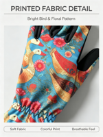 Sarung Tangan Wanita Motif Bunga Burung untuk Kebun, Lembut, Tahan Lama, Anti Gores, untuk Pekerjaan Luar Ruangan di Halaman