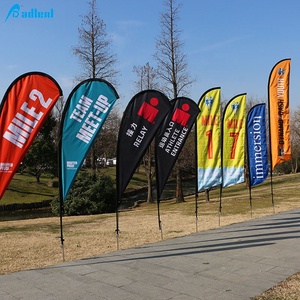 Outdoor Flying Banner Promotion Custom Printed Advertising Feather Teardrop Flag Beach Flag with Spike Base