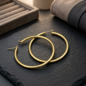 Vente en gros de boucles d'oreilles créoles plaquées or 14K 18K 24K, boucles d'oreilles classiques, boucles d'oreilles créoles à la mode, bijoux en laiton rempli d'or Oro Joyeria. - Product Image 1