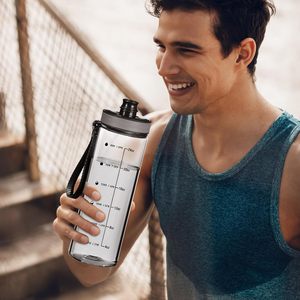 Hot Sales 32oz <b>1L</b> BPA Free PC Eco-Friendly Boiling <b>Water</b> Applicable Mineral <b>Bottle</b> Outdoor Sport High-Capacity Time Marker Rope - Product Image 4