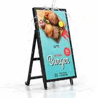 Affichage numérique extérieur étanche sur chariot avec roues – Panneau publicitaire mobile pour restaurant et publicité de rue