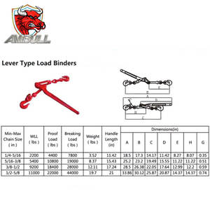 Ambull Tendeur de chaîne forgé Type de levier Liant de charge Fixation à cliquet Finition galvanisée G70/G80 Exporté en Russie Sac emballé - Product Image 6