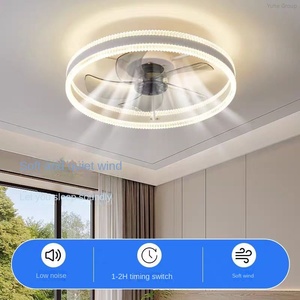 Ventilateur de plafond LED moderne à télécommande invisible, moteur DC, 90 ABS plastique, ultra-silencieux, salle de bain de luxe avec lumière LED - Product Image 2