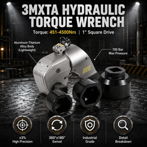 Llave de Impacto Hidráulica HYTORC 3MXTA de 451-4500 Nm con Cabezal Cuadrado de 1 Pulgada, Herramienta para Tuercas de 30-75 mm, Precio de Fábrica - Product Image 1