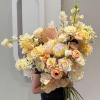Aksesoris Rangkaian Bunga Hydrangea Sutra Buatan Tunggal Seri Champagne untuk Dekorasi Acara Pernikahan dan Rumah