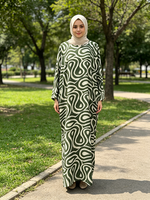 Nouvelle Collection 2026 – Ensemble Abaya Kaftan Imprimé en Coton Écologique pour l'Été et l'Automne – Robe Islamique Longue et Ample à Manches Longues pour Femme