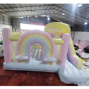 Castillo Inflable de PVC de Grado Comercial para Exteriores, con Tobogán, <span class=keywords><strong>Arco</strong></span>íris Pastel, para Niños, para Fiestas - Product Image 3