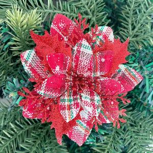 Gold <b>Glitter</b> Artificial Poinsettia Flower Heads Christmas Tree Ornaments Arranging Wreath Holiday Decorations Christmas Factory - Product Image 3