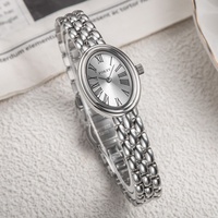 Montre ovale pour femme FOKSY personnalisée, acier inoxydable, résistante à l'eau 3ATM, logo et couleur personnalisés, mouvement à quartz pour femme
