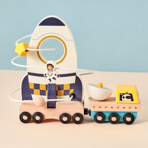 Nouveaux jouets éducatifs en bois, jeu de fusée à billes scientifique, ensemble de jouets en bois pour garçons et filles - Blocs d'apprentissage pour enfants - Product Image 4