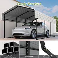Abri de voiture en métal robuste et durable 10x15 pieds, toit en acier galvanisé, base renforcée avec revêtement PVC, auvent de garage toutes saisons pour une seule voiture