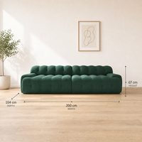 Canapé sectionnel capitonné vert émeraude, profil bas, 3 places, design moderne, pour hôtel et villa, tissu durable, inclinable, rembourré en éponge