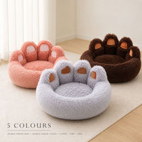 Coussin rond pour animaux de compagnie en peluche longue, tapis de couchage pour chien et chat, doux et chaud, pour intérieur, toutes saisons
