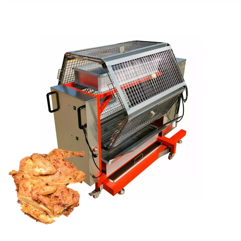 Shineho स्टेनलेस स्टील गैस 70 चिकन रोटरी ग्रिल बड़े क्षमता सुअर बरस रही मशीन के साथ लकड़ी का कोयला चिकन Rotisserie सीई