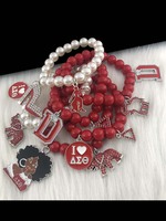Bracelets faits main grecs pour femmes, en perles rouges et blanches, avec éléphant, Delta, jade et breloques 1913, style Diva Girl, bijoux