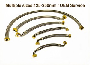 Tuyaux de raccordement pour climatiseur central L250mm DN18 Coude à écrou en laiton*2 G3/8 Tuyaux flexibles tressés HVAC SUS304 OEM/MeiMing HB2E3 - Product Image 3