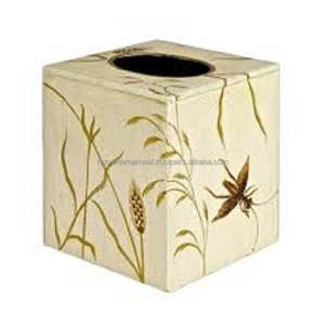 Caja de pañuelos metálica forrada en cuero vintage RAZVI INTERNATIONAL, hecha a mano y duradera para hoteles, decoración del hogar, diseño interior elegante - Product Image 5