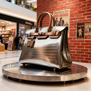 Уличная крупномасштабная скульптура-сумка из нержавеющей стали, металлическое изделие для декора торгового центра - Product Image 2