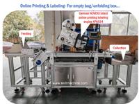 Machine d'étiquetage motorisée SKILT à commande PLC automatique avec impression de données variables en temps réel pour enveloppes A4 et produits plats