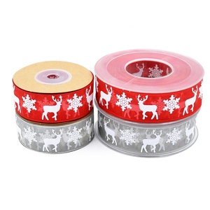 2.5CM Largeur Festive Noël Ruban Polyester <span class=keywords><strong>Organza</strong></span> avec <span class=keywords><strong>Flocon</strong></span> <span class=keywords><strong>De</strong></span> <span class=keywords><strong>Neige</strong></span> Cerf Motif pour Boîte Cadeau Décoration Pendant La Saison Des Vacances - Product Image 6
