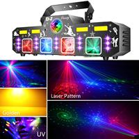 Projecteur de lumière à 133 motifs certifié CE, lumière laser RGB+UV dorée à effet stroboscopique, 110V, effet wash pour événements DJ