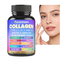 Capsules de collagène multi-complexes halal OEM 14 en 1 avec biotine, acide hyaluronique, vitamine C, complément alimentaire pour la peau, capsules de collagène pour femmes