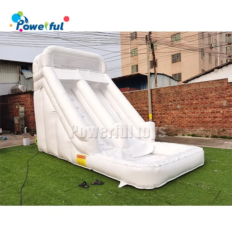 Hot sale PVC big blue white dual lane dry slide commercial inflatable water slide for kids and adults
