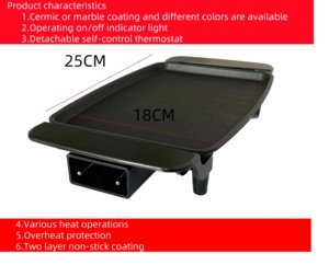 Petit gril électrique d'intérieur en aluminium noir et plaque chauffante Mini poulet viande Steak BBQ poêle à <span class=keywords><strong>Raclette</strong></span> assiette domestique appareils de cuisine - Product Image 3