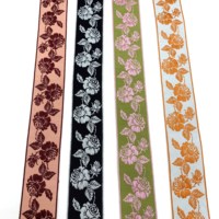 Sangle de guitare personnalisée de style ethnique, motif floral exotique, sangle en jacquard 100% polyester