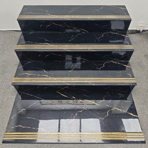 Azulejos de Escalera de Lujo de 1200x470 mm, Nuevo Diseño en Negro Dorado Oscuro con Líneas Doradas para Escaleras de Villas y Hoteles - Product Image 3