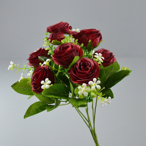 Fleurs artificielles éternelles 7 têtes de bouquet de fleurs de roses sauvages pour la cérémonie de bienvenue d'arrangement floral de table de mariage - Product Image 3