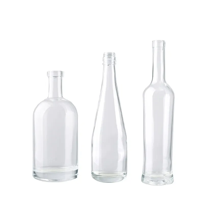 500ml 750 ml round frosted clear white spirit alcoholic glass wine bottle for vodka brandy whiskey